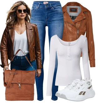 Outfity pro zábavu Safari s Hnědá/Béžová Obchodní Taška/Taška/Taška Na Notebook/Taška na Macbook/Taška Na Notebook/Kancelářská Taška/Brašna/Sportovní Taška Přes Rameno About You "Volnočasový outfit na jaro"Look: Boho, Cool, Krásný, Safari, Western