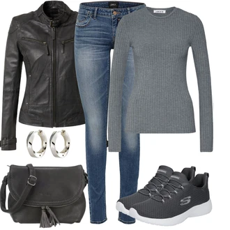 Outfit s Šedá/Tmavě šedá/Světle šedá Běžecká bota/Tréninková bota/Gymnastická bota/Tenisová bota/Přibližovací bota/Bota na fitness Skechers "Vzhledy pro volný čas"