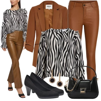 Outfit s Bílá/Černá/Růžová/Červená/Žlutá/Hnědá Halenka s Dlouhým Rukávem/Rozverná blůza/Halenka s Nafouknutým Rukávem/Crash blůza/Halenkový Top/Halenka s Potiskem/Halenka s Volánem/Vzorovaná Halenka/Neobvyklá Halenka Vila "Každodenní vzhled"