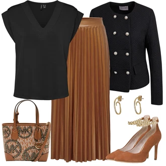 S řetízkem Outfit s Hnědá/Oranžová/Béžová Přezková bota/Lodička na Vysokém Podpatku/Lodička s vysokým nártem/Veganská Bota/Lodička S Páskem/Elegantní Bota/Bota Na Podpatku/Pohodlná lodička/Boty Mary Jane/Lodička s T-páskem/Vintage Lodička Tamaris "Stylový look na jaro"