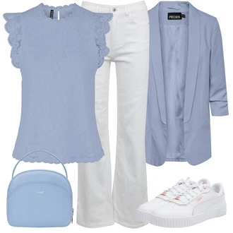 Outfity z džínu Zvonové kalhoty s Bílá/Krémová orsay "Stylový look na jaro"