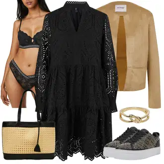 Glamourové třpytem Outfit s Černá/Šedá/Stříbrný Teniska s dírkovaným vzorem/Teniska teddy/Teniska na platformě/Nízká Teniska/Teniska se Třpytkami Guess "Stylový look na jaro"Look: Ležérní, Šik, Disko, Glamourové, S Metall, Skater, Sportovní