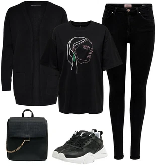 Outfit s Černá Teniska Chunky Tenisky/Kožené Tenisky/Nízká Teniska/Úzká Teniska/Teniska teddy/Letní Tenisky Guess "Stylový look na jaro"
