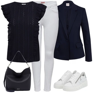 Prodyšné Outfit s Bílá/Krémová Teniska Kožené Tenisky/Teniska na platformě/Úzká Teniska/Teniska teddy/Nízká Teniska/Tenisky s Bočním Zipem Rieker "Stylový look na jaro"