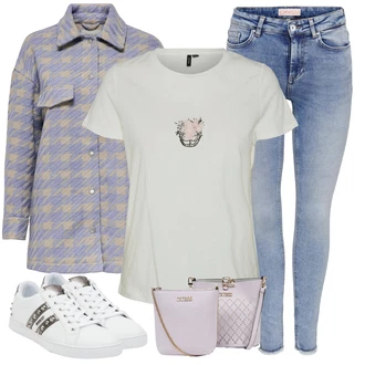 Outfit s Lilové barvy/Fialová Taška Na Svatbu/Dopisová peněženka/Klasická Taška Přes Rameno/Malá Taška/Sportovní Taška Přes Rameno/Kosmetická Taštička Guess "Stylový look na jaro"