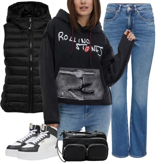 Zima Outfit s Světle šedá/Bílá/Černá/Béžová Teniska na platformě/Zimní Tenisky/Chunky Tenisky Puma "Stylový outfit na jaro"