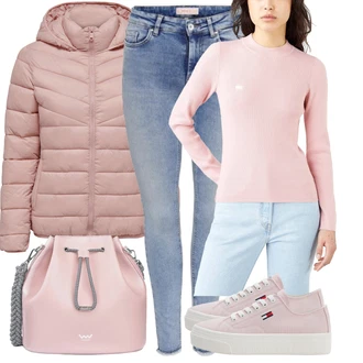 Outfit s Růžová Bota Plátěná teniska/Kožené tenisky/Nízká Teniska/Teniska na platformě/Úzká teniska/Teniska teddy/Letní tenisky Tommy Jeans "Stylový vzhled pro volný čas"