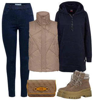 Outfit s Hnědá/Šedá/Béžová/Khaki Prošitý Prslušenství/Puffer Vest/Venkovní Vest/Izolační Vest/Krátká Vest/Peřová Vest/Lehký Prslušenství/Jezdecká Vest Only "Stylový zimní outfity"