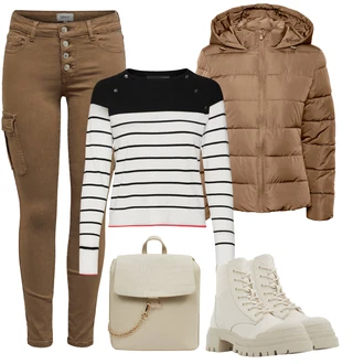 Mini Outfit s Béžová/Hnědá/Khaki VERO MODA "Stylový zimní outfity"