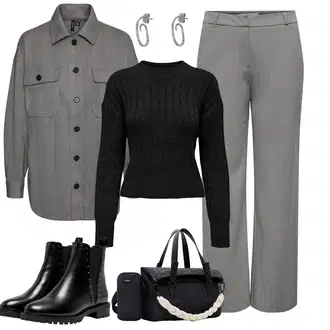 Outfity na zimu Pruhovaný s Šedá Only "Stylový zimní outfity"