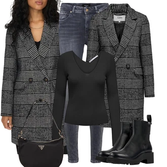 Pravá Kůže Outfit s Černá/Hnědá Kožená kotníková bota/Letní kotníková kozačka/Klasická kozačka/Chelsea Boty/Kožená bunda/Kozačka se zipem/Kotníková Bota s Podšívkou Camper "Stylový zimní outfity"