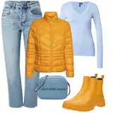 Gumové Kotníkové Boty se Zlatými Knoflíky Outfity image