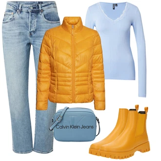 Outfit s Žlutá Chelsea Boty/Gumová Kotníková Bota/Kožená bunda LEMON JELLY "Stylový zimní outfity"