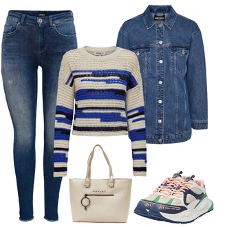 Outfit s Šedá/Béžová/Bílá/Hnědá/Khaki Taška Přes Rameno/Taška Na Rameno/Taška/Shopper taška/Kancelářská Taška Replay "Stylový zimní outfity"