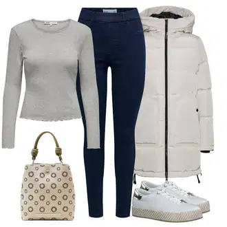 Outfity na zimu Pruhovaný s Šedá Only "Stylový zimní outfity"