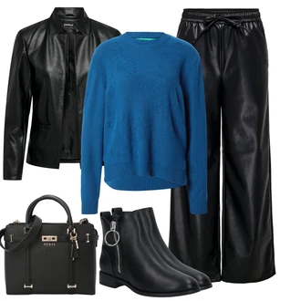 Outfity na zimu s ?erná Oblek Ko?ený Saka/Sak z Um?lé K??e Only "Stylový zimní outfity"