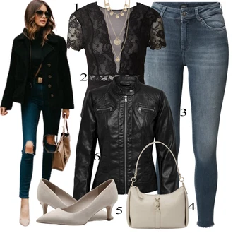 outfit mit Črna/Rdeča Jakna/Plašč Only "Obleka za prosti čas"