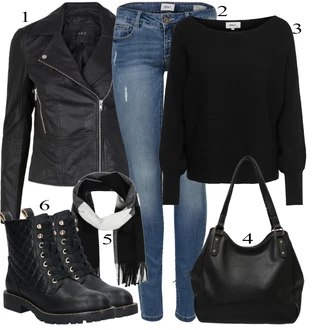 outfit mit Roza/Črna/Bela/Temno siva Jakna/Plašč yas "Obleka za prosti čas"