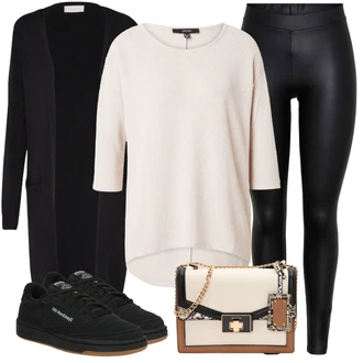 Leggings outfits Polnejša mit Črna Pletene velika velikost Vila "Obleka za prosti čas"