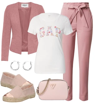 Outfit s Růžová/Fialová Látková Kalhoty/Paperbag Kalhoty/Ležérní Kalhoty/Kalhoty s Vysokým Pasem/Mušelínové kalhoty/Kalhoty se Štěrbinou VERO MODA "Trendový zimní vzhled"