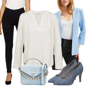 Outfity z džínu Capri s Šedá Caprice "Vkusný business outfit"