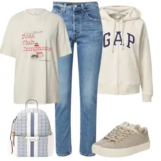 Denim outfits Vintage Visok pas mit Modra/Svetlo modra Odrezane Kavbojke/Dad Kavbojka/Girlfriend Kavbojke/Kavbojke Visokega Pasu/Kavbojke z Razporkom/Mom Jean/Zožene Kavbojke/Vintage kavbojke levi's ® "Vsakodnevni Outfit"Look: Stil, 50. leta, 90. leta, Vintage, Western