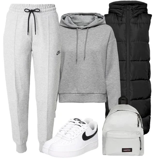 Nogomet outfit mit Bela/Črna/Modra Skate Obutev/Vintage superga/Usnjene superge/Superge Nizka Nike Sportswear "Vsakodnevni Outfit"Look: Nogomet, Tenis, Skejtanje