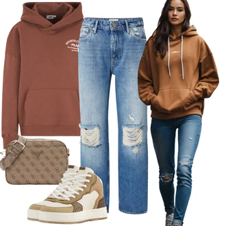 Outfiti S Boyfriend Jeans mit Bela Fila "Vsakodnevni Outfit"