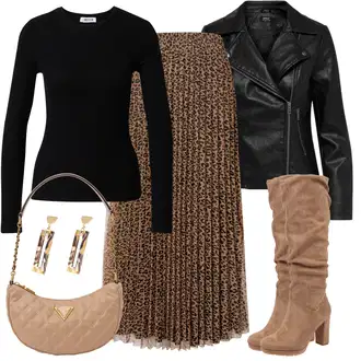 Outfit sa Smeđa/TamnoSmeđa/Bež/Kaki Svečana Maksi Suknja/Svjetlucava Suknja/Suknja S Naborom/Suknja Od Tvida/Pletena Suknja/Duga Suknja/Bucle Suknja/Suknja sa Šljokicama Only "Zimski outfit"