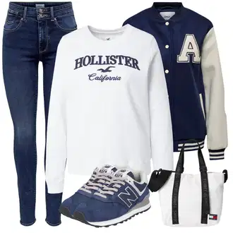 Outfit sa Krem/Srebro/Bijela/Pink Majica od flisa/Sportska majica Hollister "Zimski outfit"