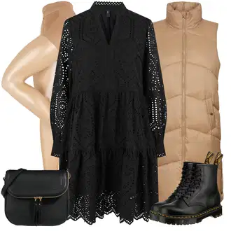 A line Outfit sa Smeđa/Bež/Kaki Parka velike veličine/Haljina Veći Broj VERO MODA "Zimski outfit"