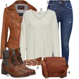 Denim outfits Visok pas Raztrgane Kavbojke za dame image