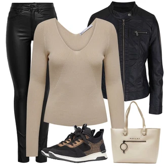 Outfit s Šedá/Béžová/Bílá/Hnědá/Khaki Taška Přes Rameno/Taška Na Rameno/Taška/Shopper taška/Kancelářská Taška Replay "Zimní look"