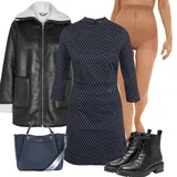 Černé dlouhé kožené bundy outfity image