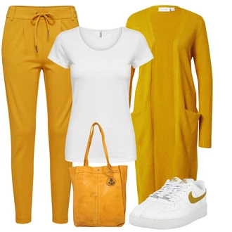 Outfit s Žlutá Pletenina veľkej veľkosti/Tunika/Šaty Móda Pro Plnoštíhlou Vila "Zimní outfit pro volný čas"