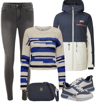 Outfity z džínu Capri s Šedá Caprice "Zimní outfit pro volný čas"