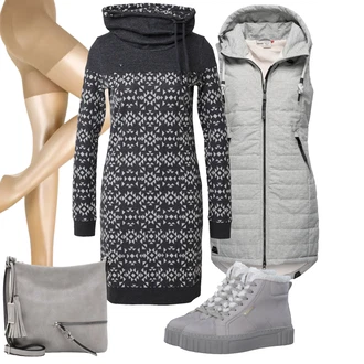 Teplé Outfit s Šedá/Světle šedá Teniska Zimní Tenisky/Teniska na platformě Tamaris "Zimní outfit pro volný čas"