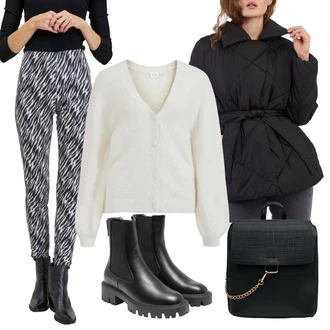 Outfity na zimu s Černá/Tmavě modrá/Bílá Mini batoh/Taška/Pánská taška/Taška Na Notebook/Mini batoh/Brašna orsay "Zimní outfit pro volný čas"
