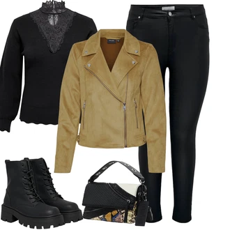 Outfity na zimu Grunge s Černá Only "Zimní outfit pro volný čas"Look: Lak, Metal, Grunge, Trendový, Váhy, Techno, Estetika