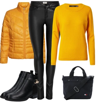 Outfit s Žlutá Sveter Kašmírový Svetr/Svetr z Jemné Pleteniny/Kašmírový Svetr/Pletený Svetr/Svetr s Kulatým Výstřihem/Jednoduchý Svetr/Termo Svetr/Vlněný Svetr/Basic Svetr VERO MODA "Zimní outfity"