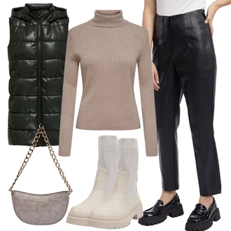 Outfity na zimu s Černá/Bílá/Hnědá/Béžová orsay "Zimní outfity"