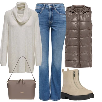 Outfity na zimu s Modrá/Světle modrá Pánské tričko/Zvonové Džíny/Džíny s Nízkým Sedem/Džíny s Rozparkem Only "Zimní outfity"