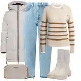 Uvolněné džíny s třásněmi outfity image