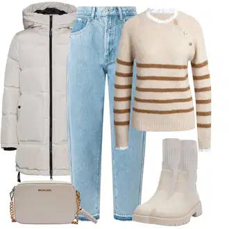 Vintage Outfit s Světle modrá Mom Jean/Zužující se Džíny/Kožená bunda/Dad Džíny/Formální Košile/Boyfriend Džínové kalhoty/Baggy Džíny/Džíny Volného Střihu/Vintage džíny/Kožená Pánská Bund/Girlfriend Džíny Pepe Jeans "Zimní outfity"Look: Nadrozměrné, Ležérní, Trendový, Egirl, Vintage, S průsvitem, Chytrý příležitostný