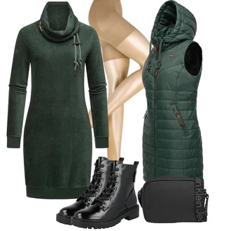 Outfity pro baculky Oktoberfest s Tmavě zelená/Zelená Dlouhé bundy/Outdoorové Bundy/Hybridní bunda/Bunda na přetažení přes hlavu/Letní peřová bunda/Zimní Bund/Puchová Bund/Bunda s Kapucí/Podzimní bunda Ragwear "Zimní outfity"Look: Bar, Karneval, Vánoce, Koncert, Chatky, Oktoberfest, Škola