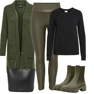 Outfity na zimu s Tmavě zelená/Zelená Pletenina veľkej veľkosti/Kabát Only "Zimní outfity"