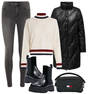 Kašmír Outfit s Růžová/Šedá Tommy Hilfiger "Zimní outfity"