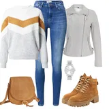 Světle šedé kožené bundy outfity image