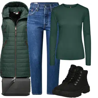 Outfity na zimu Styl 50. Let s Modrá/Tmavě modrá Zkrácené Džíny/Dad Džíny/Girlfriend Džíny/High Waist Džínové Kalhoty/Mom Jean/Zužující se Džíny/Vintage džíny levi's ® "Zimní outfity"Look: Styl, 50. Let, 90tá léta, Vintage, Western