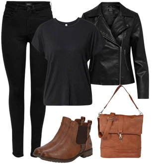 Outfit s Černá/Tmavě modrá Legíny s Podšívkou/Teplé Legíny/Kožená bunda/Neprůhledný Legíny/Sportovní Legína/Formovaná Legína/Bavlněné Legíny/Legíny s Rozparkem/Pletený Legín Only "Zimní outfity"